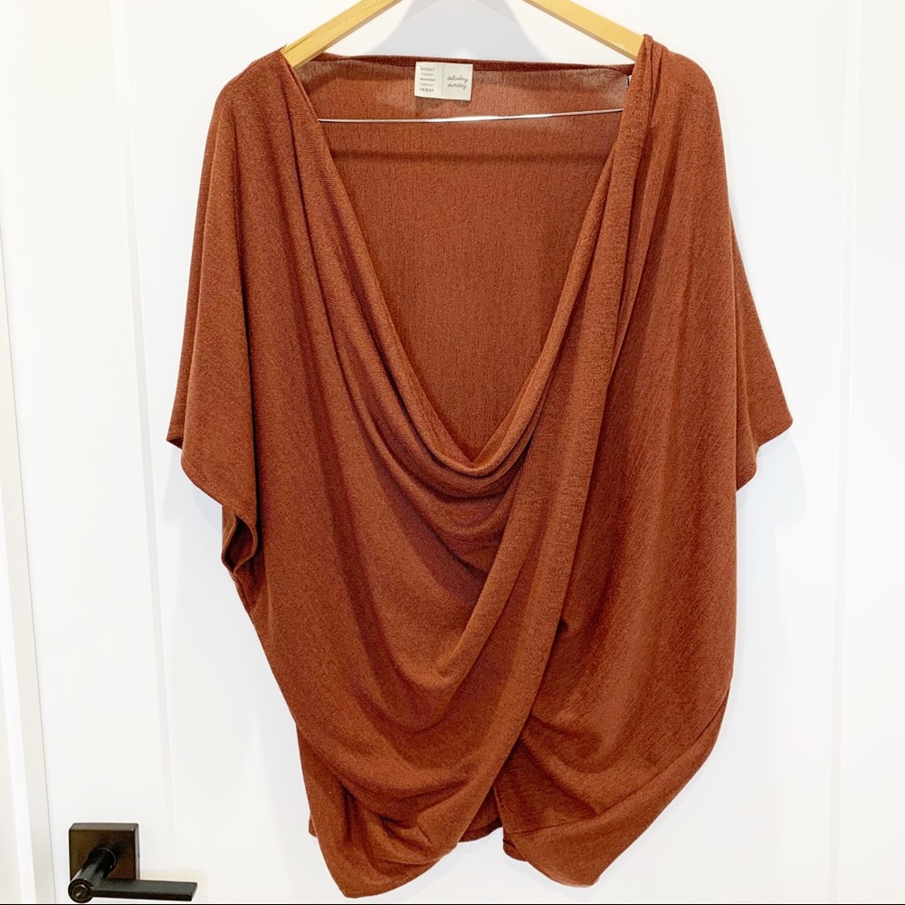 Anthropologie Rust Drape Blouse